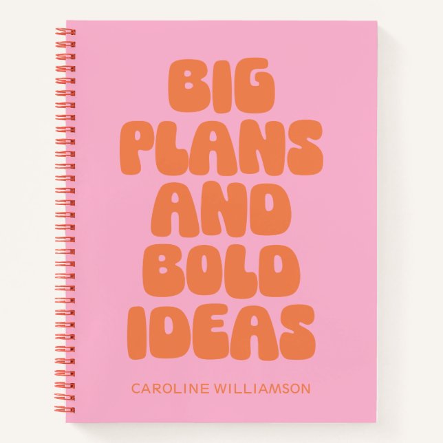 Funny Inspirational Ideas Quote Personalised Pink  Notebook (Front)