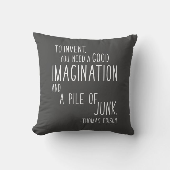 Funny Inspirational Imagination Inventor Quote Cushion (Front)