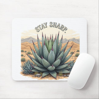 Funny Inspirational Stay Sharp Succulent Office Mouse Mat