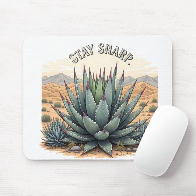 Funny Inspirational Stay Sharp Succulent Office  Mouse Mat (With Mouse)