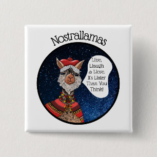 Funny & Inspiring Nostrallamas   Llama Nostradamus 15 Cm Square Badge