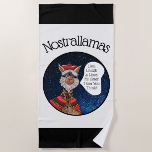 Funny & Inspiring Nostrallamas   Llama Nostradamus Beach Towel