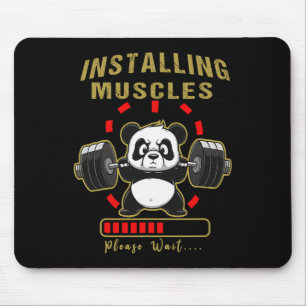 Funny Installing Muscle Panda Weight Lifting Barbe Mouse Mat