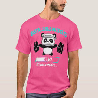 Funny Installing Muscle Panda Weight Lifting Barbe T-Shirt