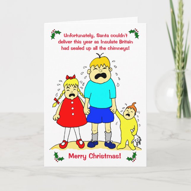 Funny Insulate Britain Save the Planet Christmas Holiday Card (Front)