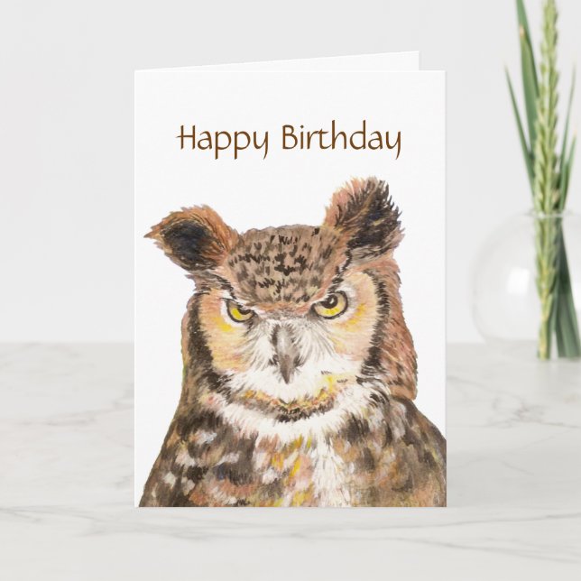 Funny  Insulting Cute Owl Birthday Card (Front)