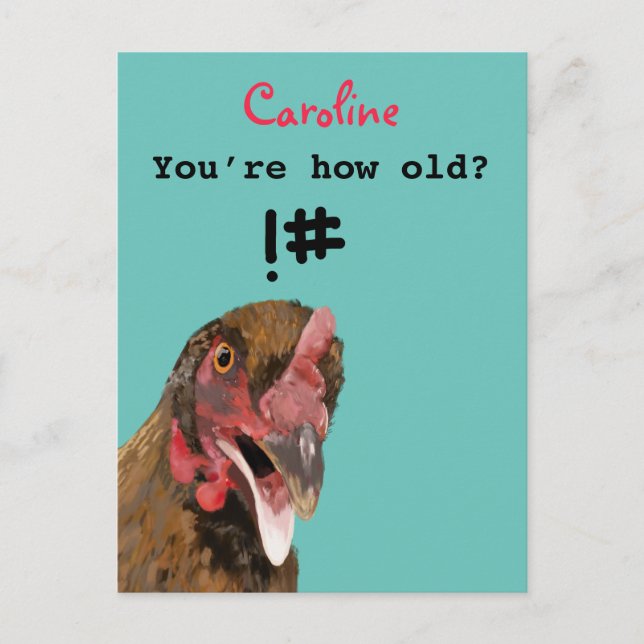Funny insulting joke chicken birthday postcard (Front)