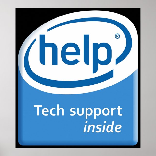 Funny Intel Parody Logo Computer Tech Support Poster (Front)