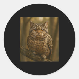 Funny Internet Trendy Meme Cursed Fat Cat Owl Hybr Classic Round Sticker