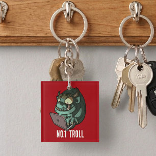 Funny Internet Troll Number 1 Troll Laptop Cartoon Key Ring