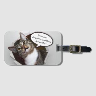 Funny Interrupting Cat Personalised Message Luggage Tag