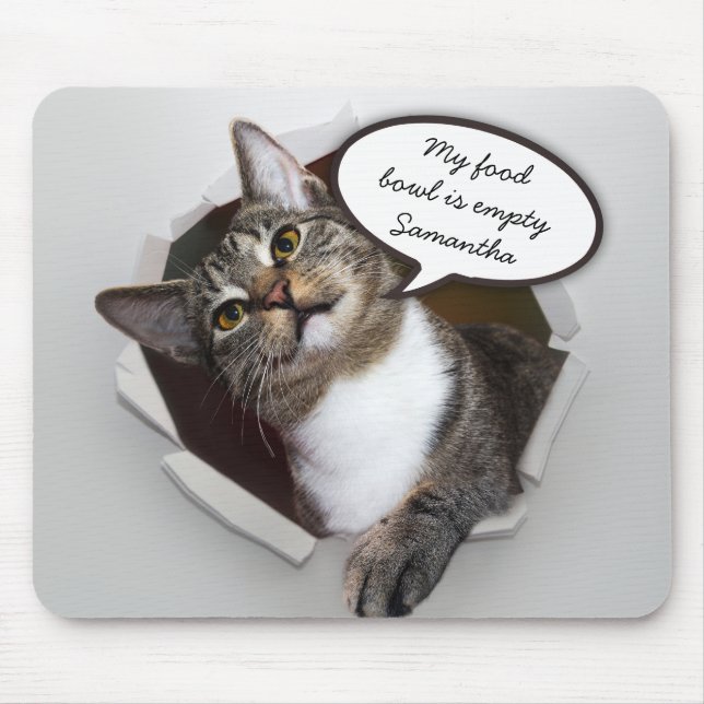 Funny Interrupting Cat Personalised Mouse Mat (Front)