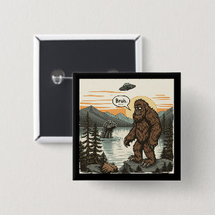 Funny Introvert Bigfoot Sasquatch Loch Ness Retro 15 Cm Square Badge