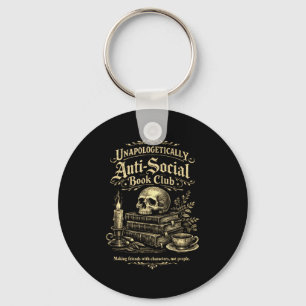Funny introvert book club bookworms party costume key ring