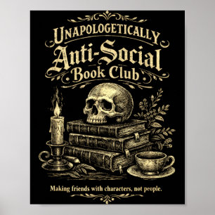 Funny introvert book club bookworms party costume poster