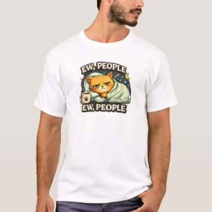 Funny Introvert Cat Ew People Cosy Aesthetic Ginge T-Shirt