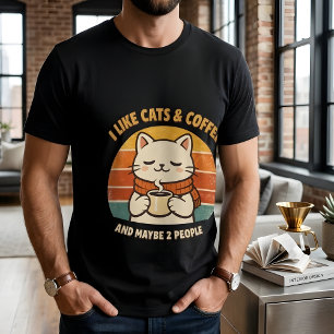 Funny Introvert Cat I Like Cats & Coffee T-Shirt