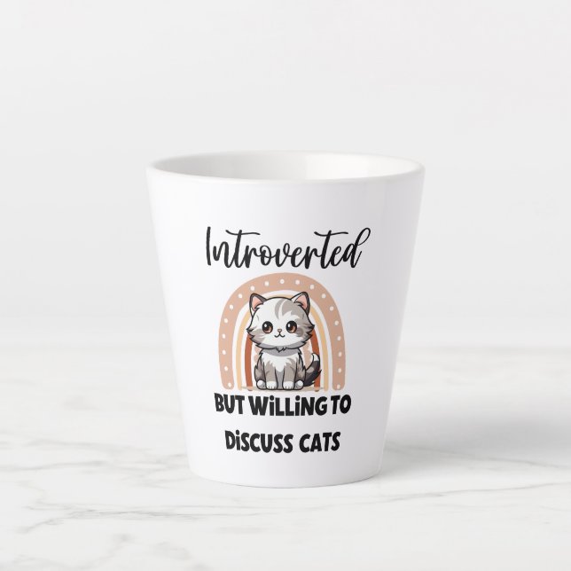 Funny Introvert Cat Lover Quote Latte Mug (Front)