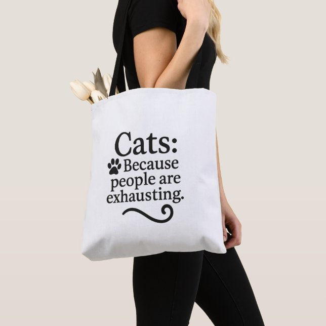 Funny Introvert Cat Lover Tote Bag (Close Up)