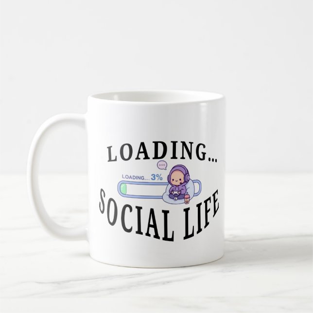 Funny Introvert Coffee Mug - Loading Social Batter (Left)