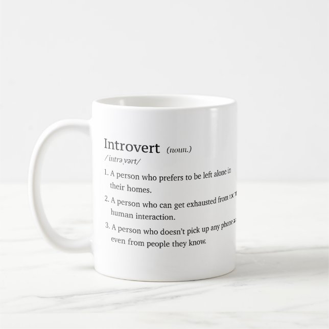 Funny Introvert Definition Coffee Cup (Left)