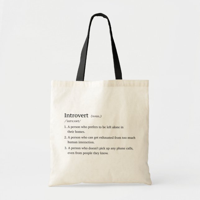 Funny Introvert Definition Tote Bag (Front)