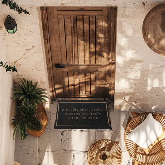 Funny Introvert Distressed Black Trendy Simple Doormat