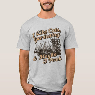 Funny Introvert Gardening And Cats Lover Quote T-Shirt