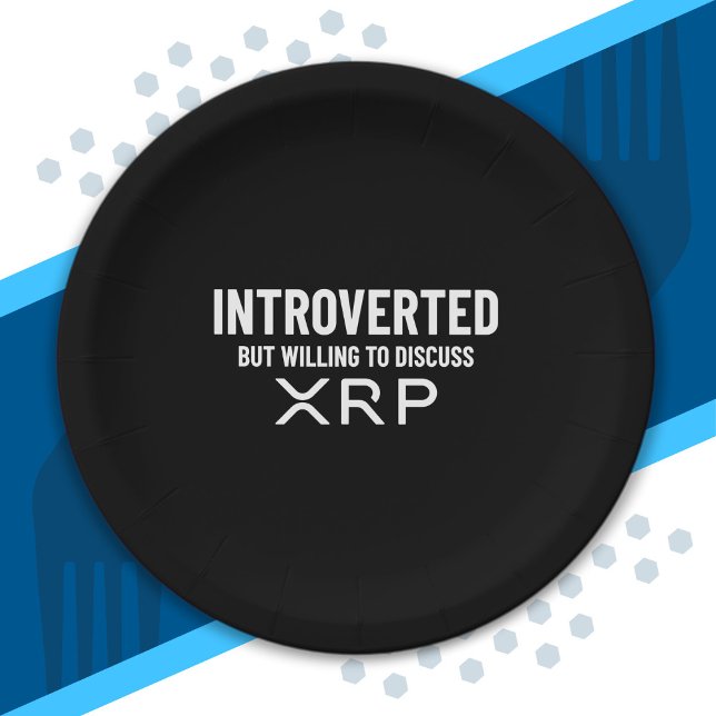 Funny Introverted XRP Cryptocurrency Meme Quote Paper Plate (Creator Uploaded)