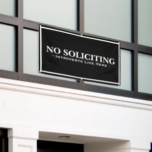Funny Introverts Live Here No Soliciting Banner