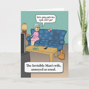Funny Invisible Man's Wife Birthday Card