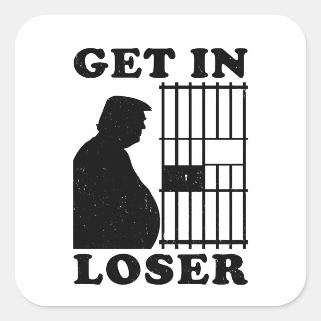 Funny Invitation Loser Trump for Prison Flat Card Square Sticker (Front)
