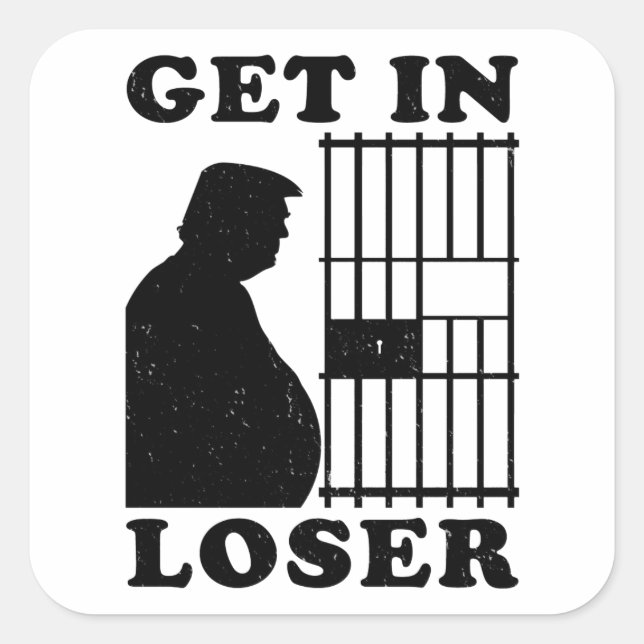 Funny Invitation Loser Trump for Prison Flat Card Square Sticker (Front)