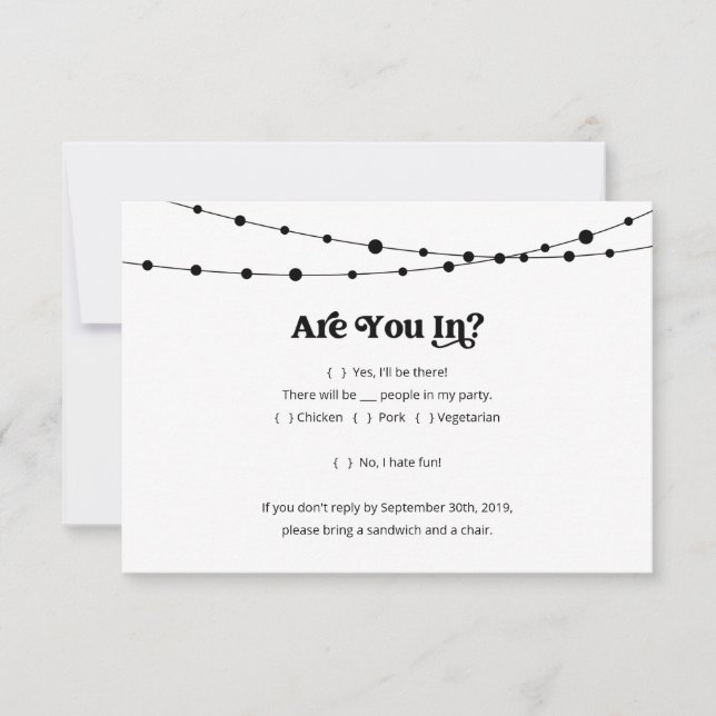Funny Invitation Reply Card Insert (Front)