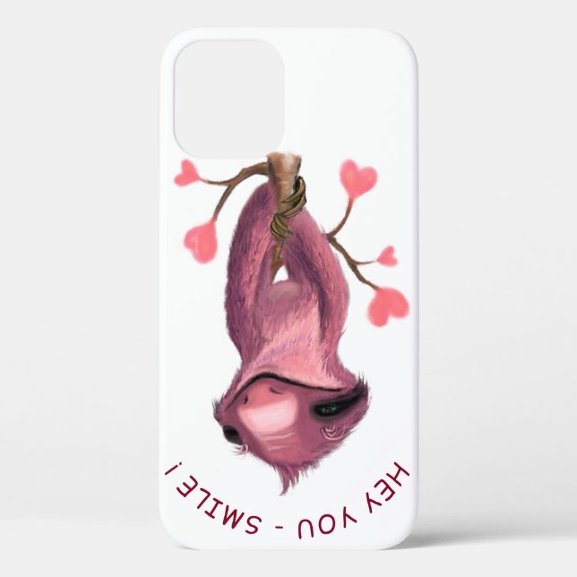 Funny iPhone Case Playful Sloth Smile Custom Text (Back)