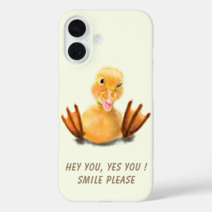 Funny iPhone Case with Happy Duck - Custom Text