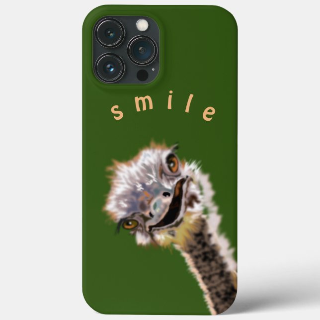 Funny iPhone Case with Happy Ostrich - Smile (Back)