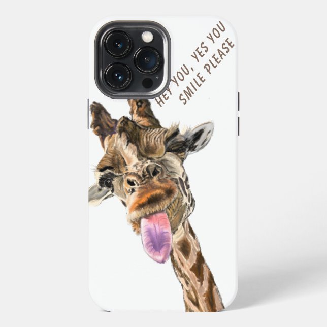 Funny iPhone Case with Playful Giraffe Custom Text (Back)
