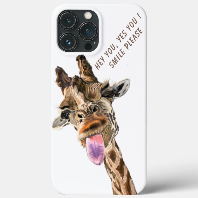 Funny iPhone Case with Playful Giraffe Custom Text (Back)