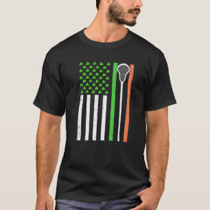 Funny Irish American Flag Lacrosse St. Patrick's D T-Shirt