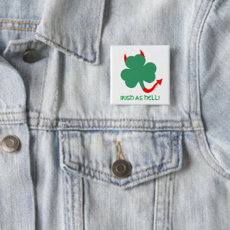Funny Irish As Hell Devil Horns and Tail Shamrock 15 Cm Square Badge