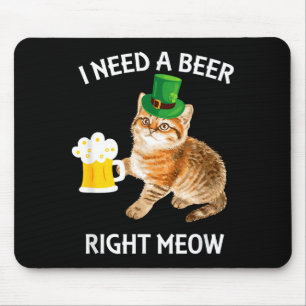 Funny Irish Beer Cat St Patricks Day Drinking With Mouse Mat