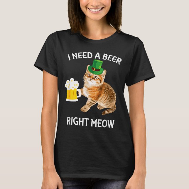 Funny Irish Beer Cat St Patricks Day Drinking With T-Shirt (Front)
