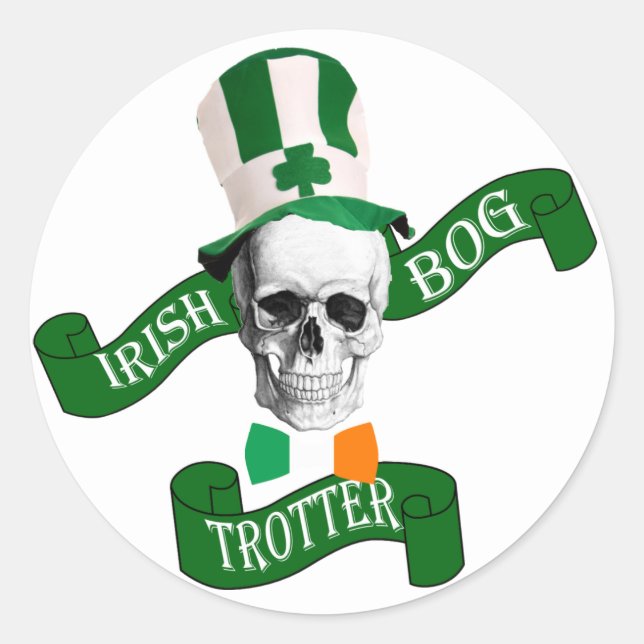 Funny Irish bog trotter Classic Round Sticker (Front)