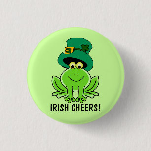 Funny Irish Cheers Cartoon Frog St. Patrick's Day 3 Cm Round Badge