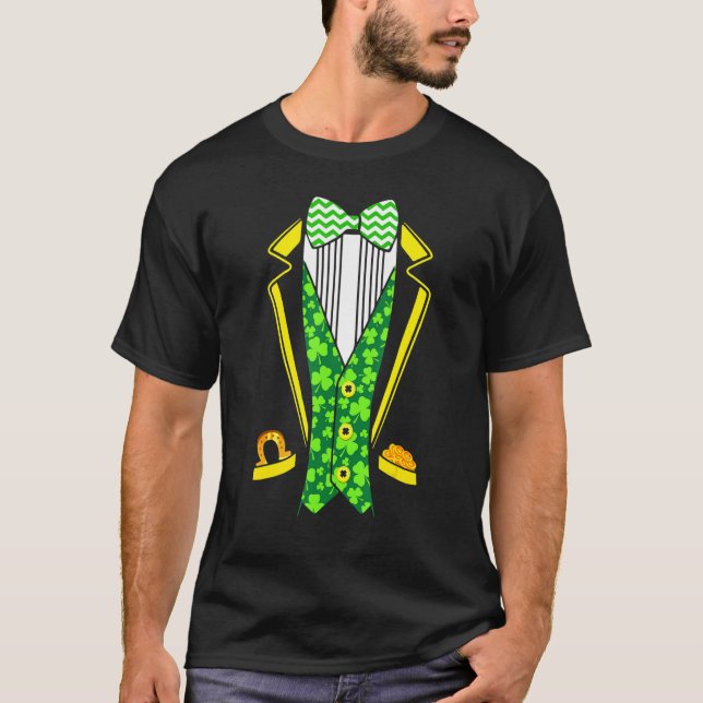 Funny Irish Costume Tuxedo St Patricks Day Boys Ki T-Shirt (Front)