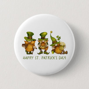 Funny Irish Gnomes Happy St Patrick's Day 6 Cm Round Badge