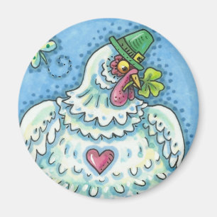 FUNNY IRISH HEN, GREEN EGGS AND SHAMROCKS CUTE MAGNET