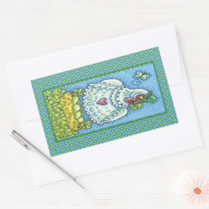 FUNNY IRISH HEN, GREEN EGGS AND SHAMROCKS CUTE RECTANGULAR STICKER
