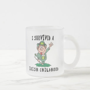 Funny Irish - I Survived A Irish Childhood Frosted Glass Coffee Mug